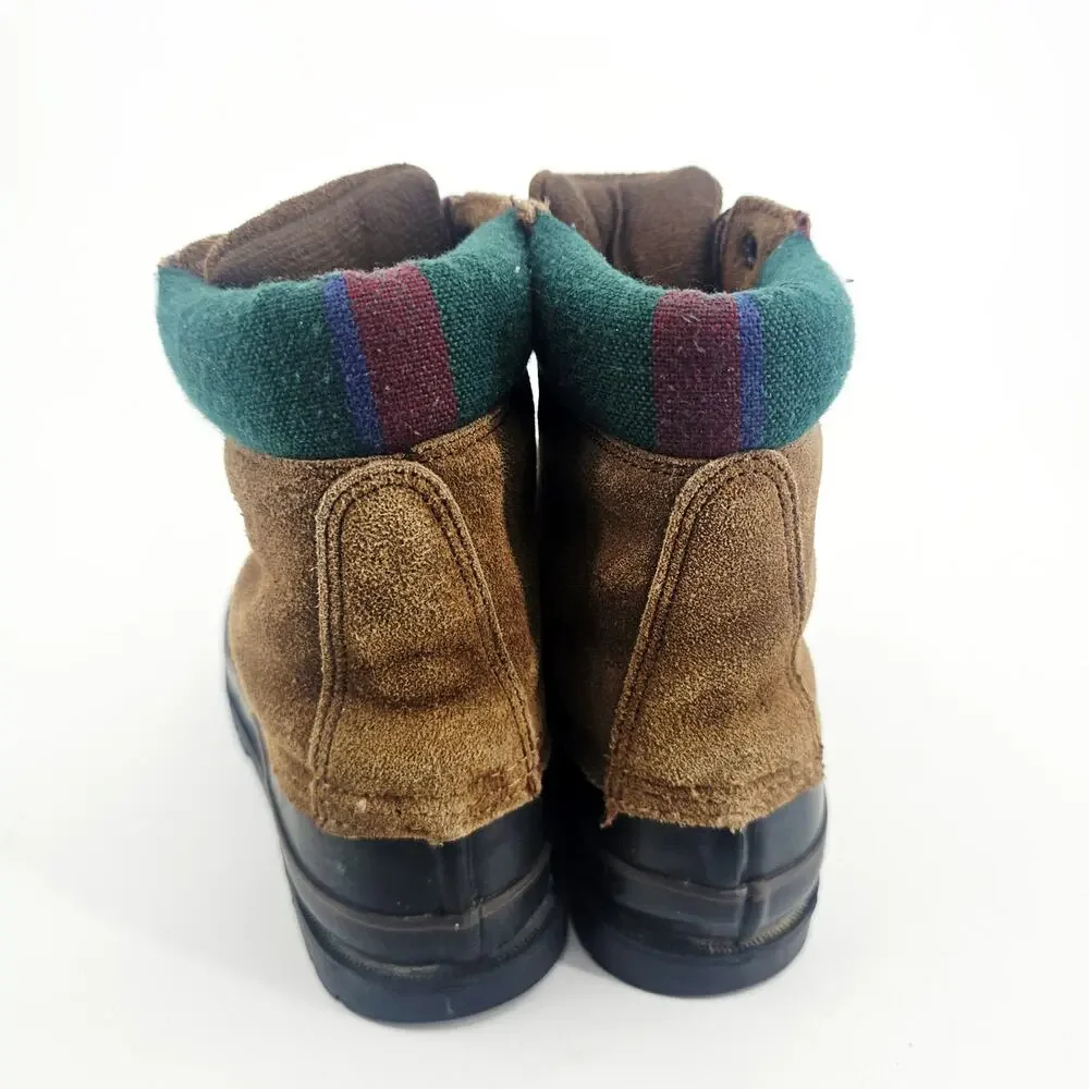 Northwest Territory ThermoLite Leather Suede Duck Boot Black Tan Rubber Womens 5